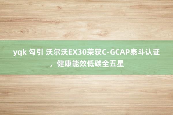 yqk 勾引 沃尔沃EX30荣获C-GCAP泰斗认证，健康能效低碳全五星