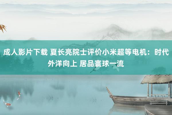 成人影片下载 夏长亮院士评价小米超等电机：时代外洋向上 居品寰球一流