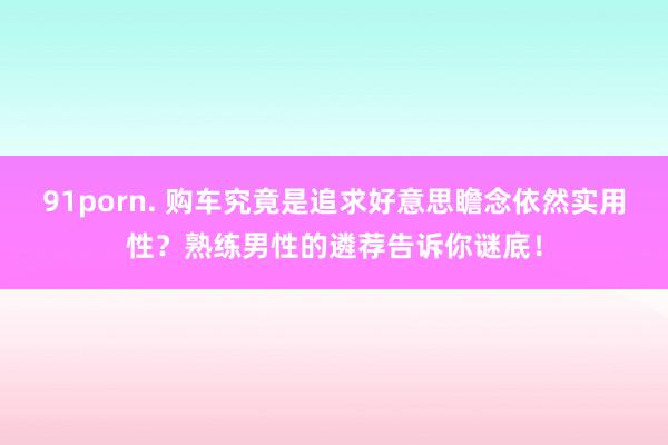 91porn. 购车究竟是追求好意思瞻念依然实用性？熟练男性的遴荐告诉你谜底！