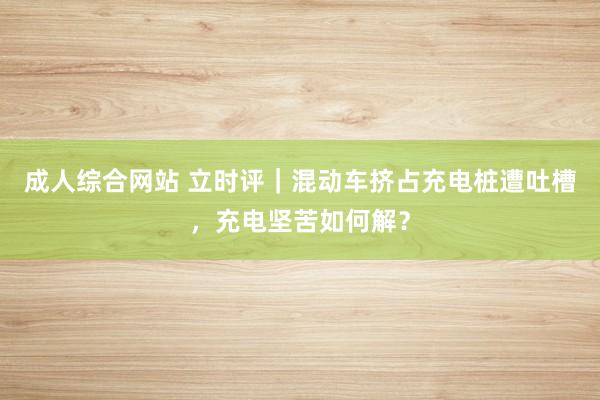 成人综合网站 立时评｜混动车挤占充电桩遭吐槽，充电坚苦如何解？