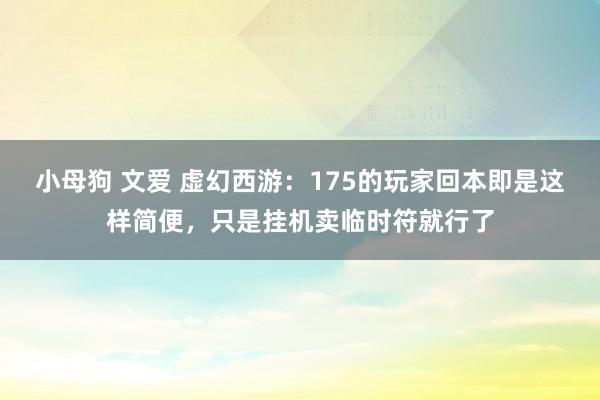 小母狗 文爱 虚幻西游：175的玩家回本即是这样简便，只是挂机卖临时符就行了