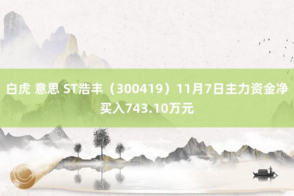 白虎 意思 ST浩丰（300419）11月7日主力资金净买入743.10万元