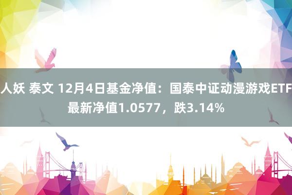 人妖 泰文 12月4日基金净值：国泰中证动漫游戏ETF最新净值1.0577，跌3.14%