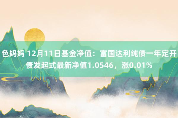 色妈妈 12月11日基金净值：富国达利纯债一年定开债发起式最新净值1.0546，涨0.01%