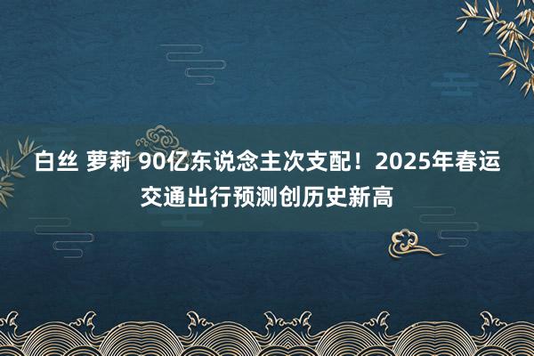 白丝 萝莉 90亿东说念主次支配！2025年春运交通出行预测创历史新高