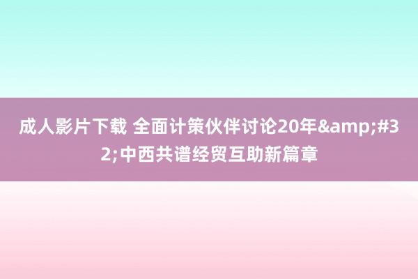 成人影片下载 全面计策伙伴讨论20年&#32;中西共谱经贸互助新篇章