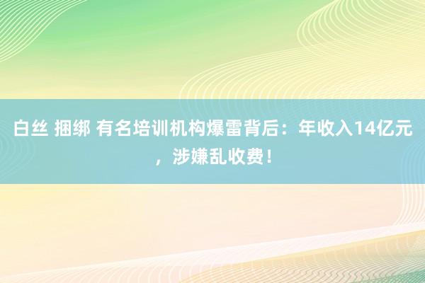 白丝 捆绑 有名培训机构爆雷背后：年收入14亿元，涉嫌乱收费！